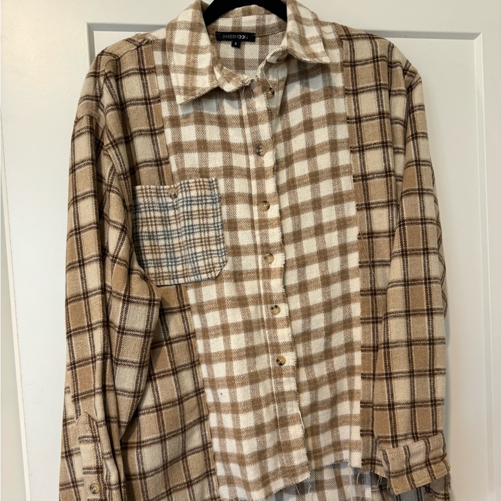 Tan & White Flannel Shirt